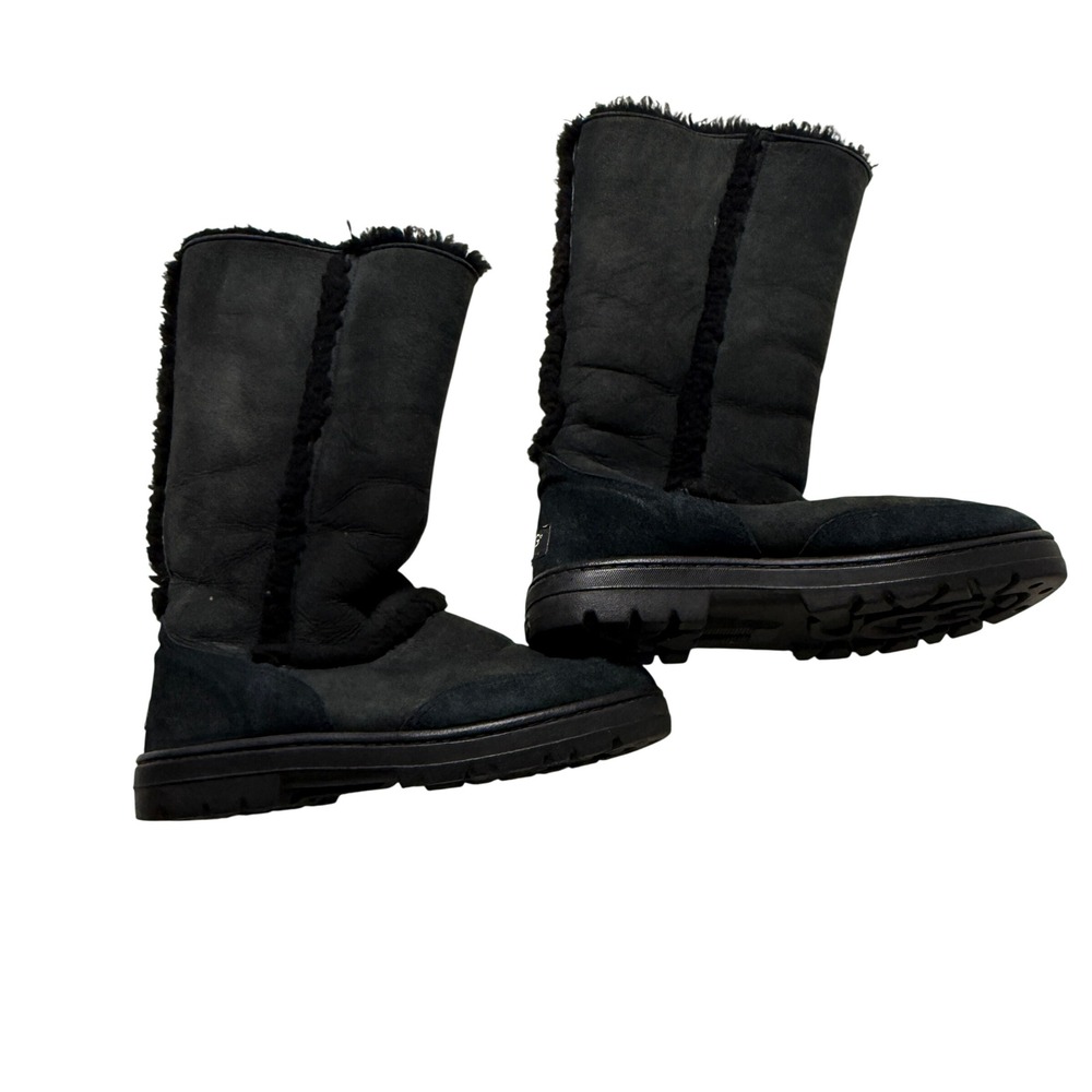 UGG Australia Sundance II Tall Boots Womens 9 Black Sheepskin Shearling